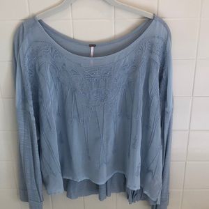 FREE PEOPLE: light blue flowy top
